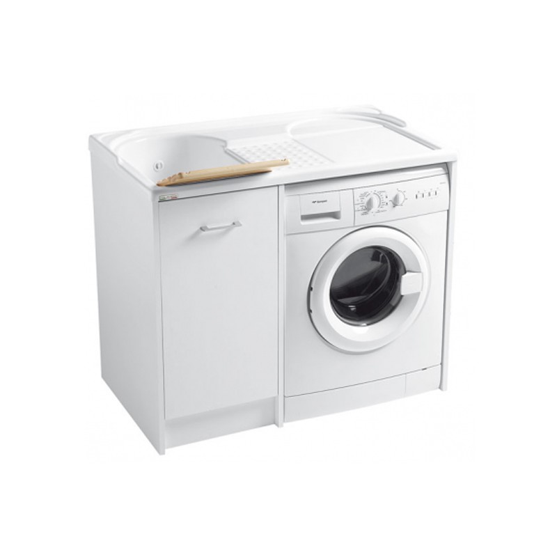 Acquista Mobile lavatoio bianco in truciolare nobilitato modella domestica Coprilavatrice a sx e vasca a dx l106 p60 h90 con riferimento HI. DL1061B a partire da 370,36 €