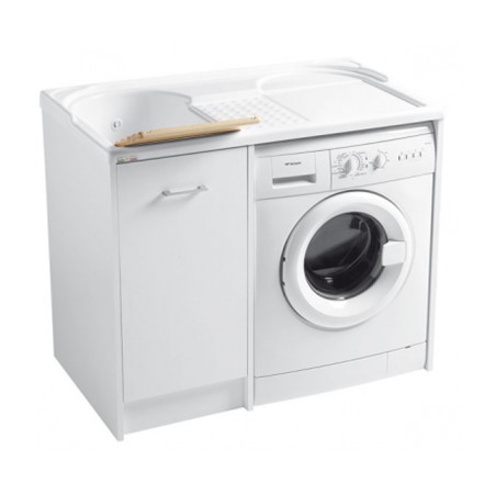 Acquista Mobile lavatoio bianco in truciolare nobilitato modella domestica Coprilavatrice a sx e vasca a dx l106 p60 h90 con riferimento HI. DL1061B a partire da 370,36 €