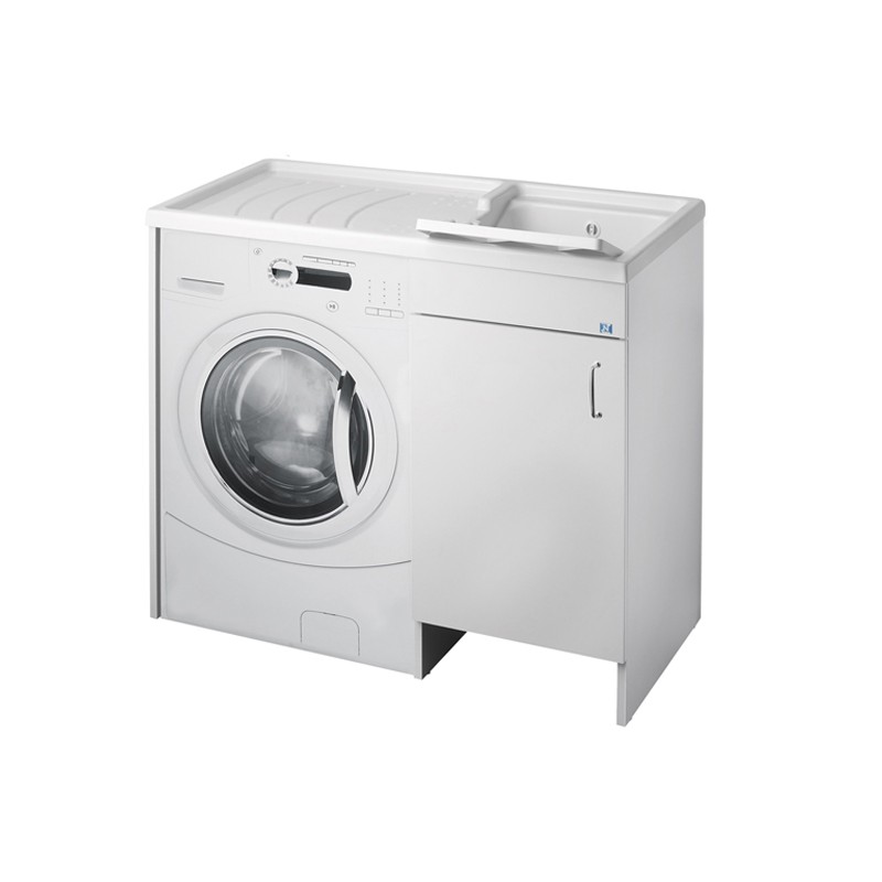 Acquista Mobile lavatoio coprilavatrice in bilaminato bianco Coprilavatrice a dx e vasca a sx l109cm p60cm h92cm  con riferimento HI. MET60SX a partire da 152,81 €