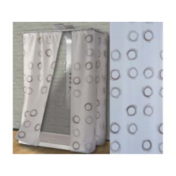 Tenda per doccia in peva "cerchi" fondo bianco decori marroni - cm.180x200h. Saniplast