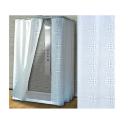 Tenda per doccia in peva "sfera" fondo trasparente con decori bianchi - cm.120x200h. Saniplast