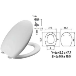 Sedile wc in termoindurente "mambo" bianco cerniere inox h050 Saniplast